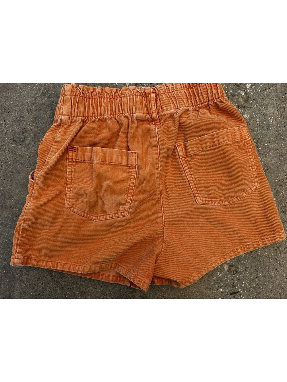 BDG Urban Outfitters Cut Off Shorts Pull on Mom Corduroy Orange Sz 22"W - Picture 2 of 10